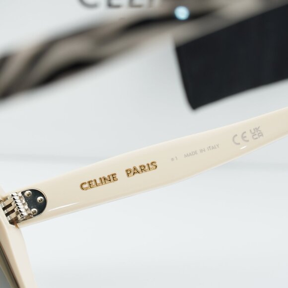 Celine CL40187I 99E Cat Eye Sunglasses - White and Black Animal/Grey